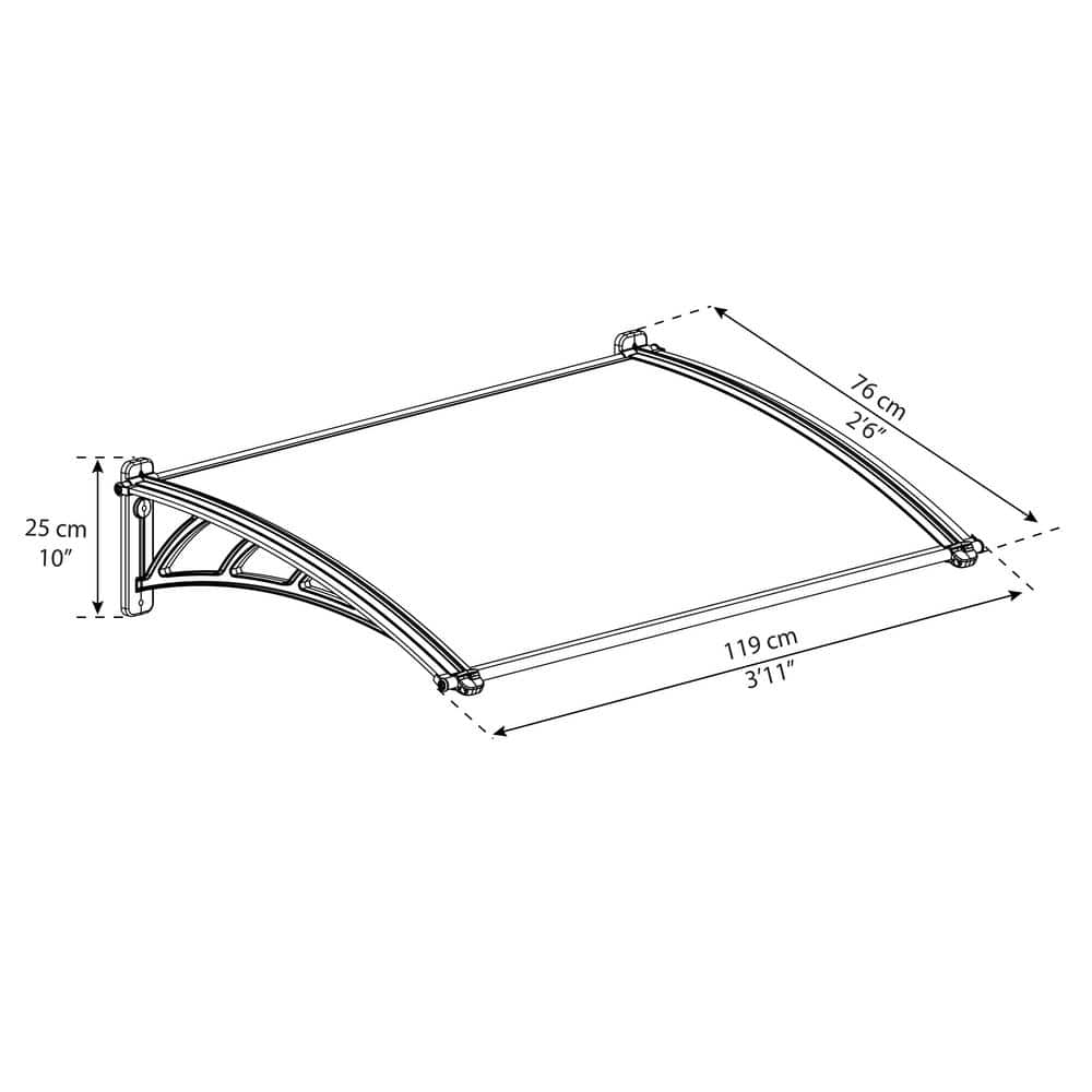 Neo Gray and Clear Polycarbonate Door and Window Awning