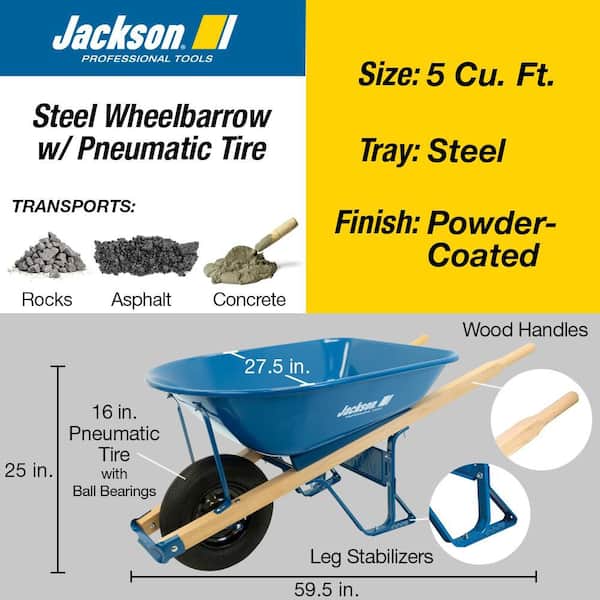 5 cu. ft. Heavy Gauge Seamless Steel Wheelbarrow
