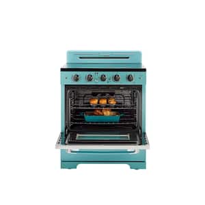Classic Retro 30" 5 element Freestanding Electric Range with Convection Oven in Ocean Mist Turquoise
