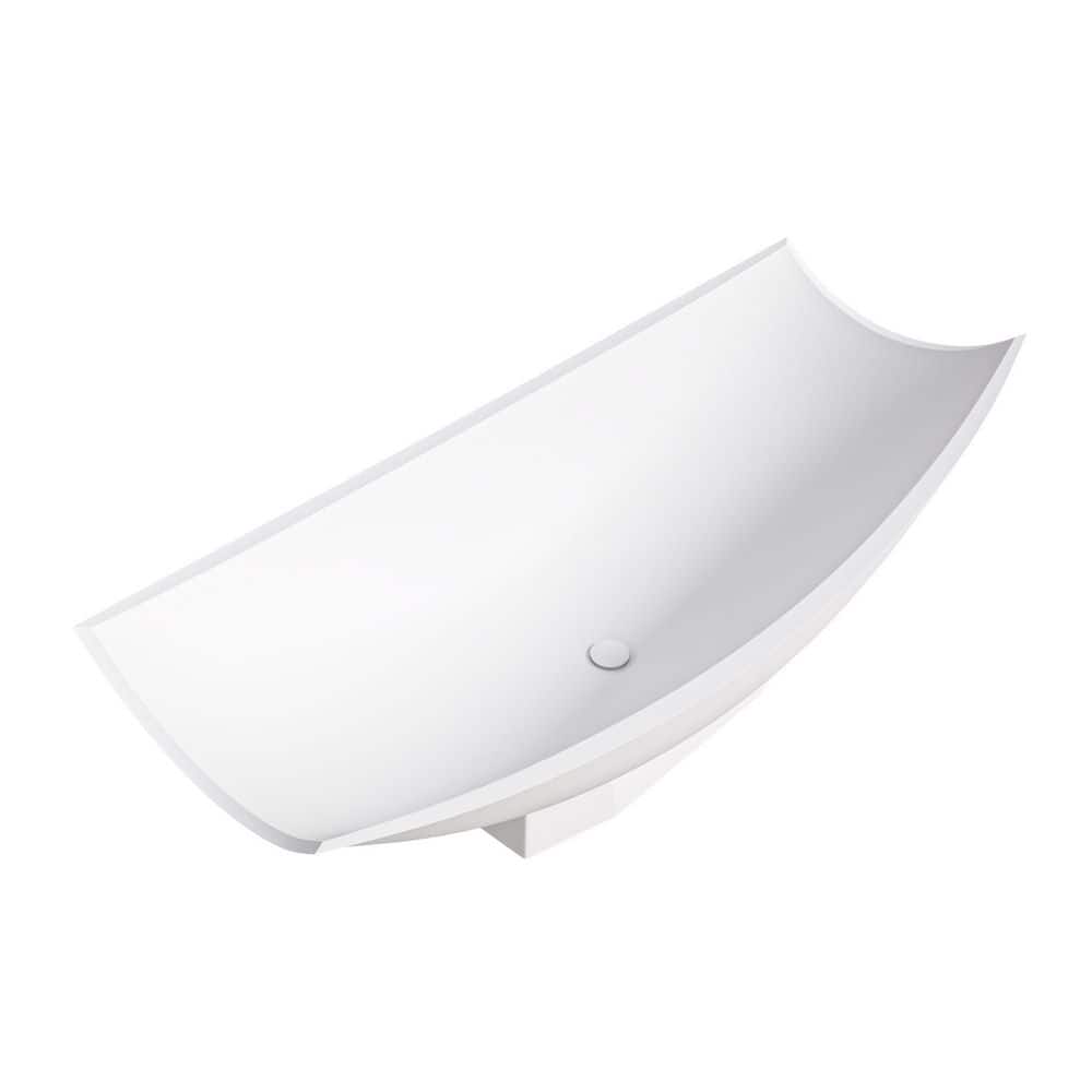 71" White Matte Solid Surface Freestanding Hammock Bathtub