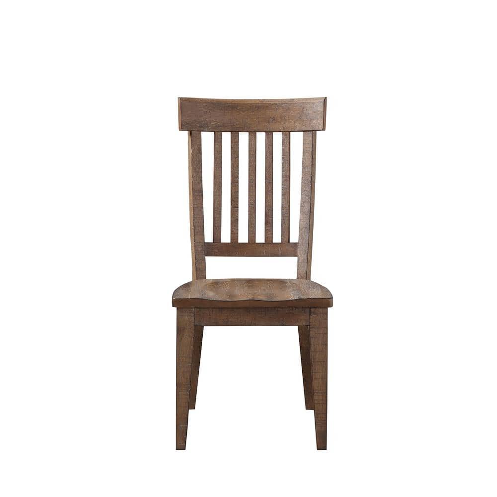 Rustic Brown High Wood Slat Back Side Chair