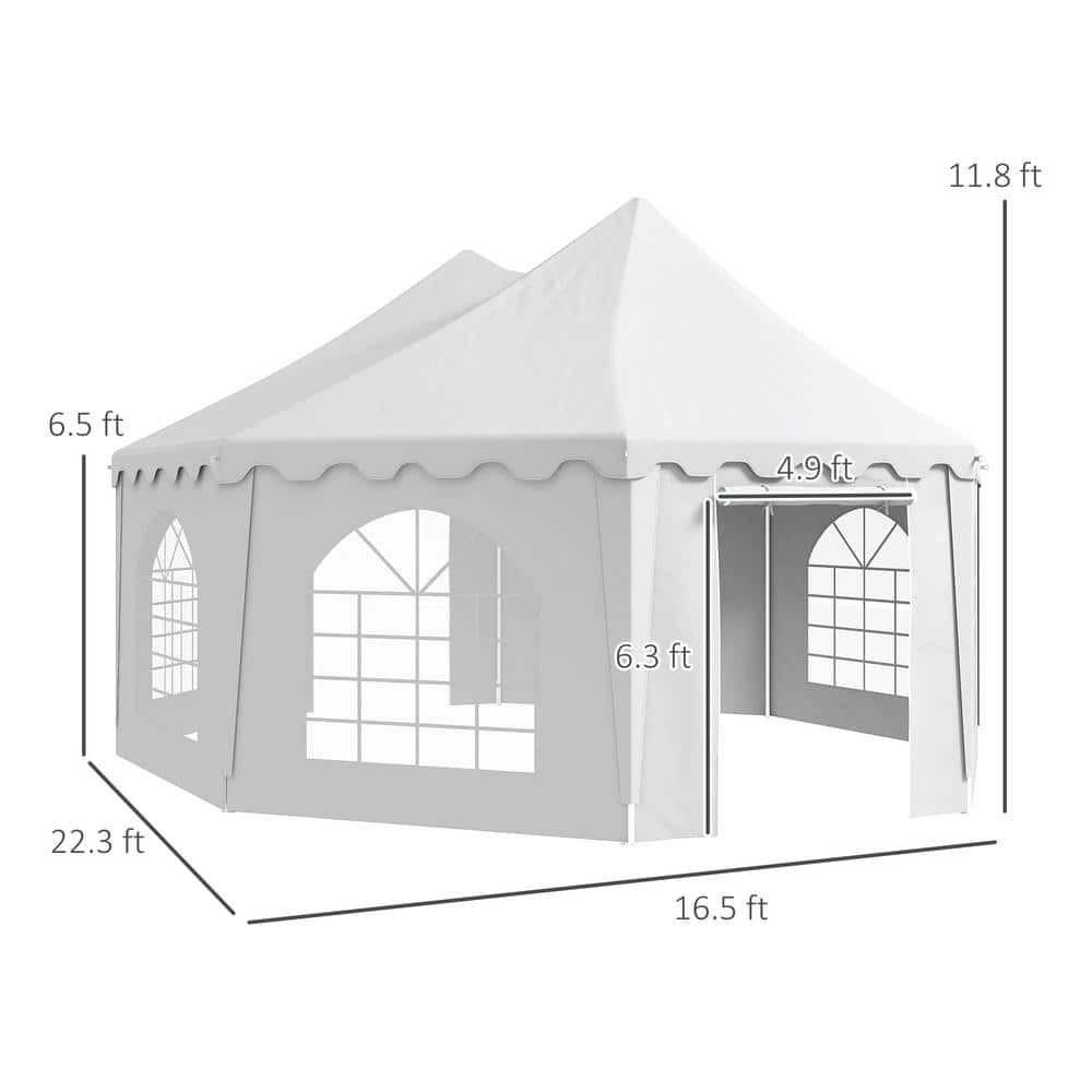 Large White Polyester Outdoor Party Tent with Cathedral Windows