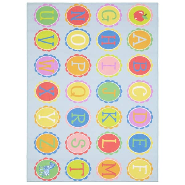 Alphabet ABC Rug 6 ft. x 9 ft. Blue Kids Area Rug