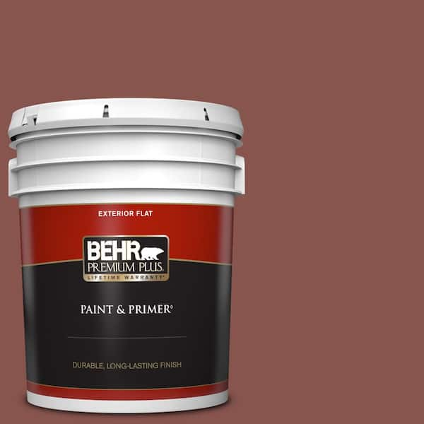 BEHR PREMIUM PLUS 5 gal. #160F-6 Boston Brick Flat Exterior Paint & Primer