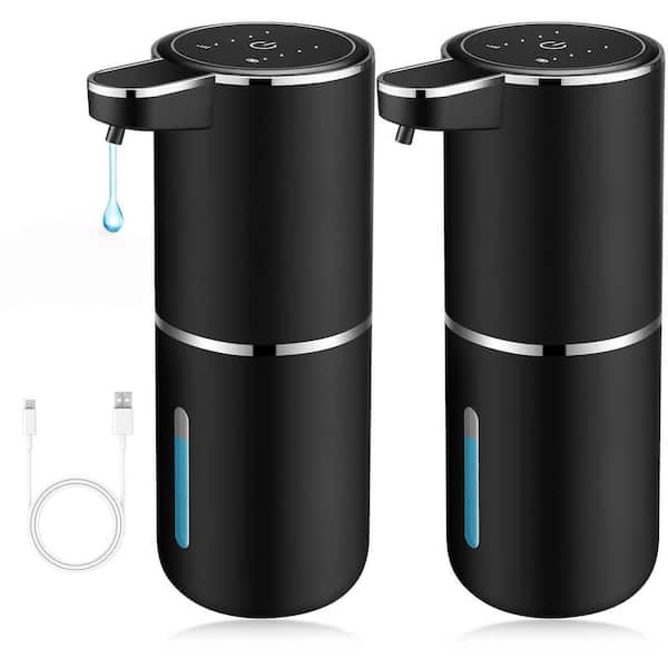 2-Pack Automatic Soap Dispenser, Touchless Liquid Soap Dispenser, USB Rechargeabled Wall Mounted Soap Dispensers, Black