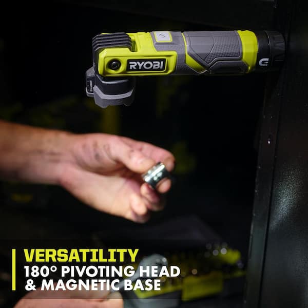 RYOBI - USB Lithium Cordless Pivoting 625 Lumens Rechargeable Head Flashlight Kit with 2.0 Ah Battery and Charging Cable