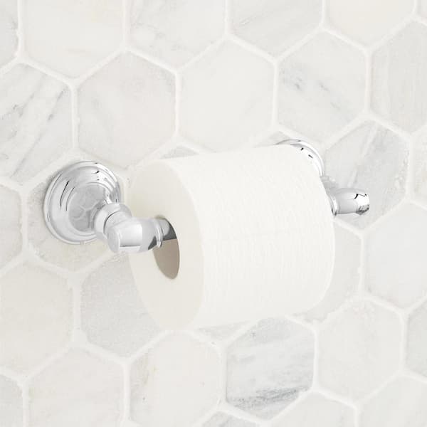 SIGNATURE HARDWARE Beasley Wall Mounted Toilet Paper Holder in Chrome
