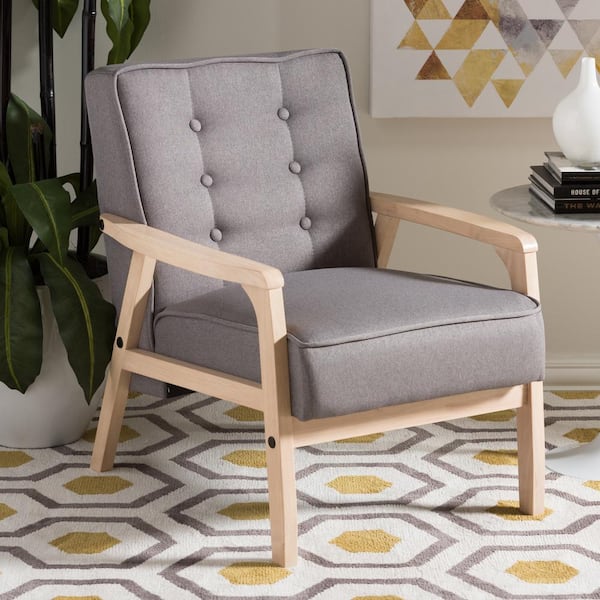 Baxton Studio Timor Gray Fabric Upholstered Accent Chair