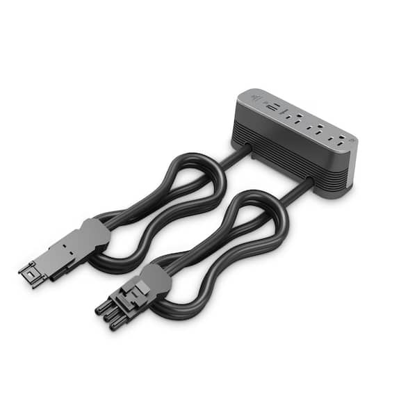 Wiremold ModPower Magnesium 3-Outlet Middle Unit Surface Mount Power Strip with USB A/C with 3 Ft. Cord