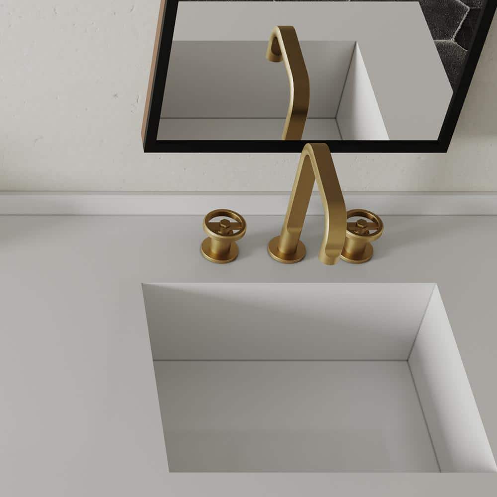 Brushed Gold Industrial Style Widespread Bathroom Faucet with Metal Drain