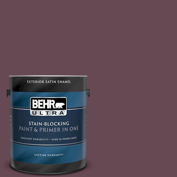 BEHR ULTRA 1 gal. #UL100-2 Ripe Fig Satin Enamel Exterior Paint and Primer in One