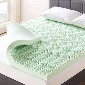 4 in. Twin XL 5-Zone Memory Foam Mattress Topper with Green Tea Infusion