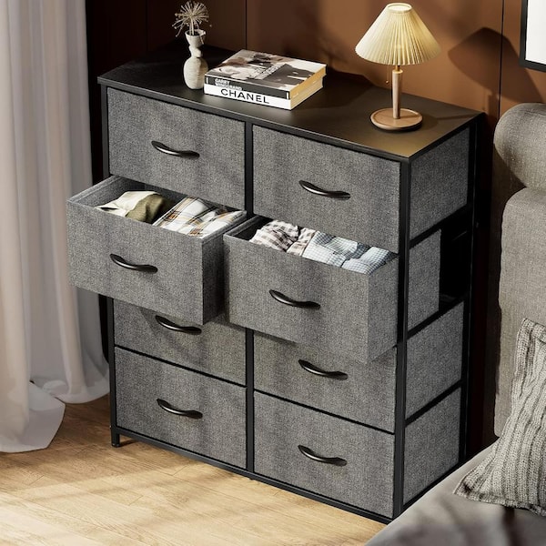WONDER COMFORT Stylish Gray 8 Drawer 11.8 in. Wide Chest of