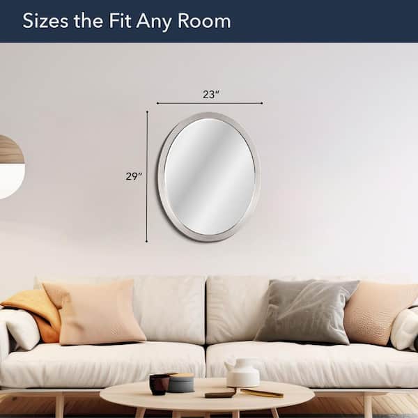 23 in. W x 29 in. H Metal Framed Single Oval Mirror in Brushed Nickel 23 in. W x 29 in. H Metal Framed Single Oval Mirror in Brushed Nickel