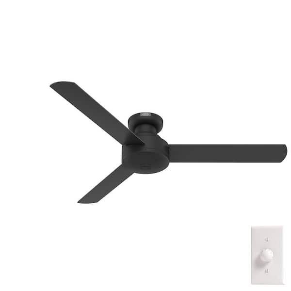 Hunter Presto 52 in. Indoor Ceiling Fan in Matte Black with Wall Control Included For Bedrooms