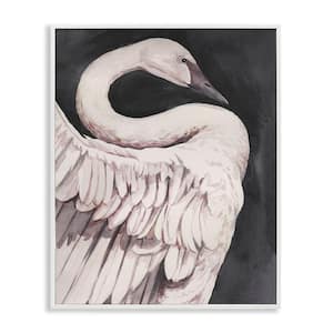 Swan Portrait on Grey by Grace Popp White Framed Animal Giclee Art Print 30 in. x 24 in.