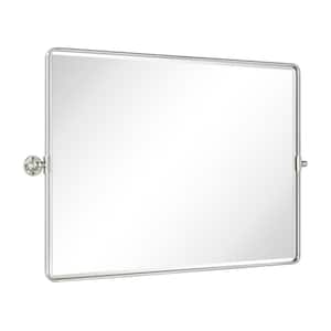 Lutalo 40 in. W x 30 in. H Rectangular Metal Framed Pivot Wall Mounted Bathroom Vanity Mirror in Brushed Nickel