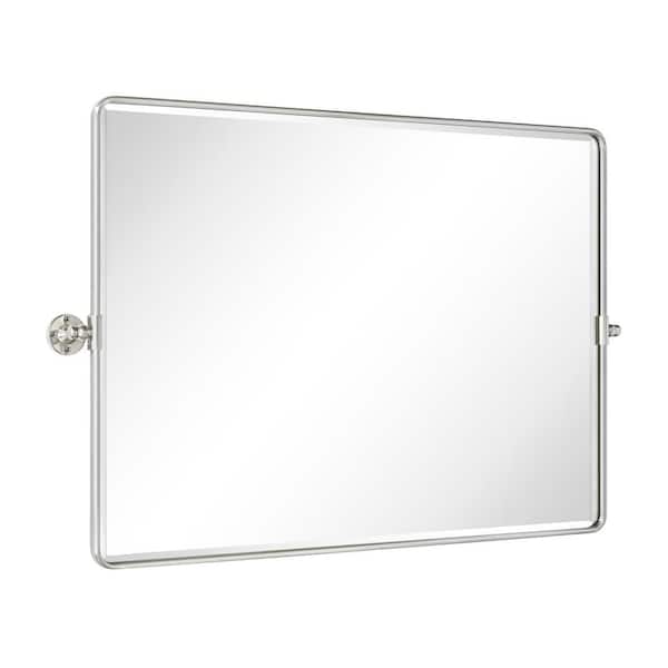 TEHOME Lutalo 40 in. W x 30 in. H Rectangular Metal Framed Pivot Wall Mounted Bathroom Vanity Mirror in Brushed Nickel