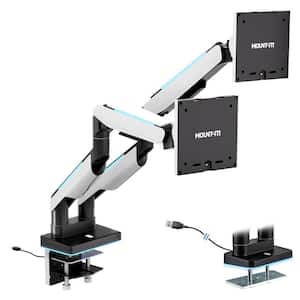 Heavy-Duty Gas Spring Dual Monitor Arm Desk Mount with RGB Lights for 27 in. to 35 in. 44 lbs. Widescreen Curved Screens