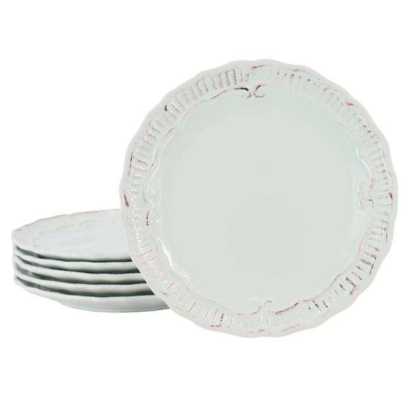 Unbranded Capri 6-Piece 9 in. Stoneware Embossed Dessert Plate Set in Egg Blue
