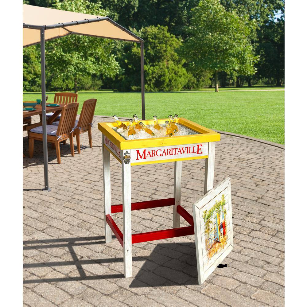 Colorful Poplar Wood Outdoor Bistro Table with Beverage Tub
