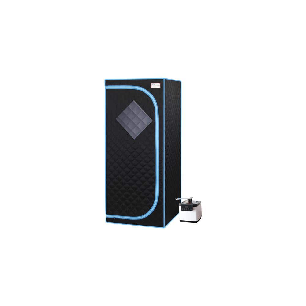1-Person Black Full Size Steamed Home Spa Portable Sauna with Foldable Chai