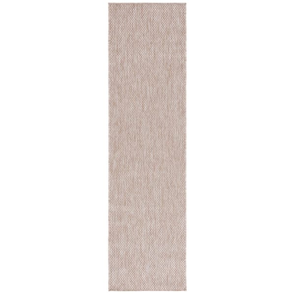 Beach House Beige 2 ft. x 10 ft. 2-Toned Solid Indoor/Outdoor Runner Rug