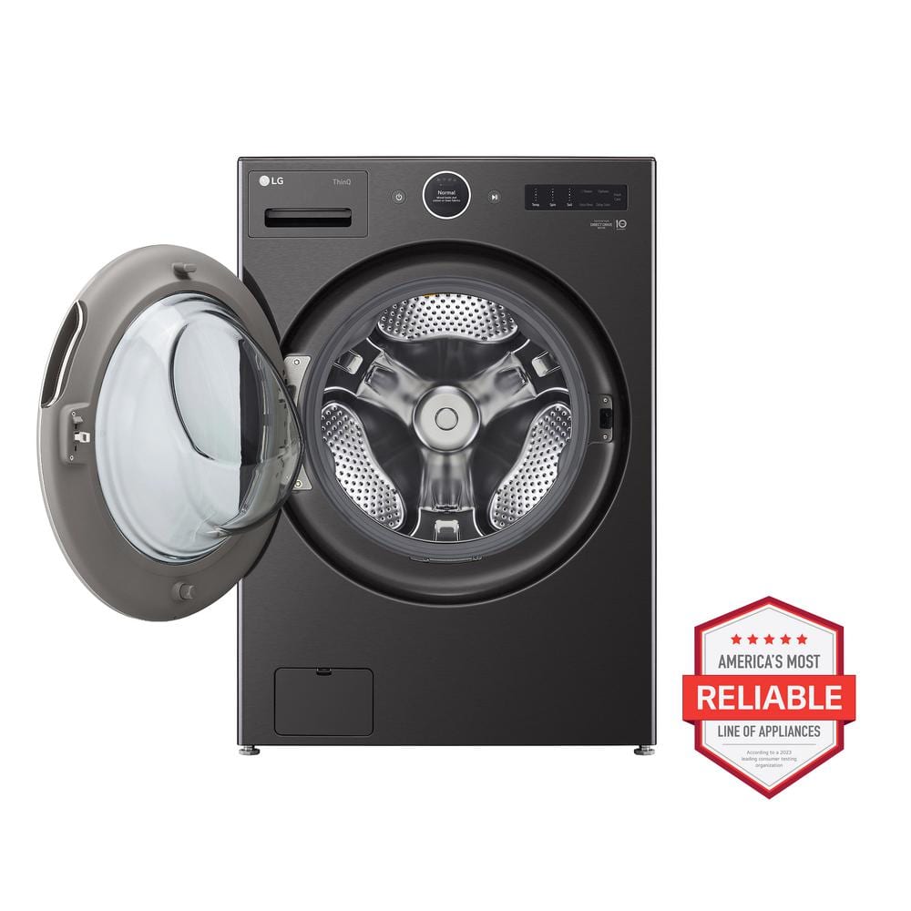 LG 5.0 cu. ft. Black Steel Smart Front Load Washer with Steam Setting