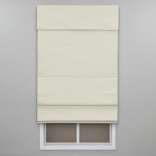 Perfect Lift Window Treatment Ivory Cordless Blackout Cotton Roman Shade in. W x 72 in. L 3QIV630720 - The Home Depot