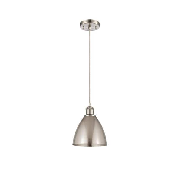 Innovations Metal Bristol 60-Watt 1-Light Brushed Satin Nickel Standard Mini Pendant Light with Metal Shade