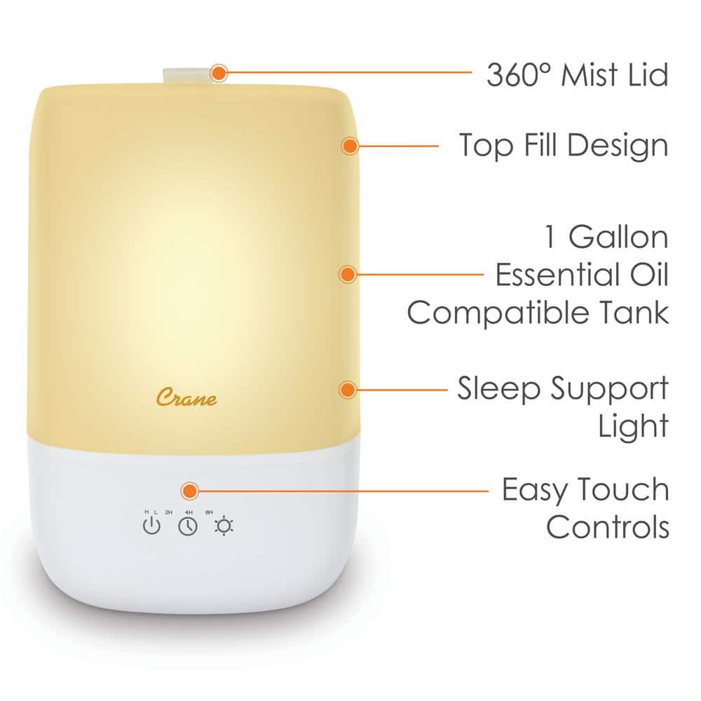 White Top Fill Cool Mist Humidifier with Sleep Support Light