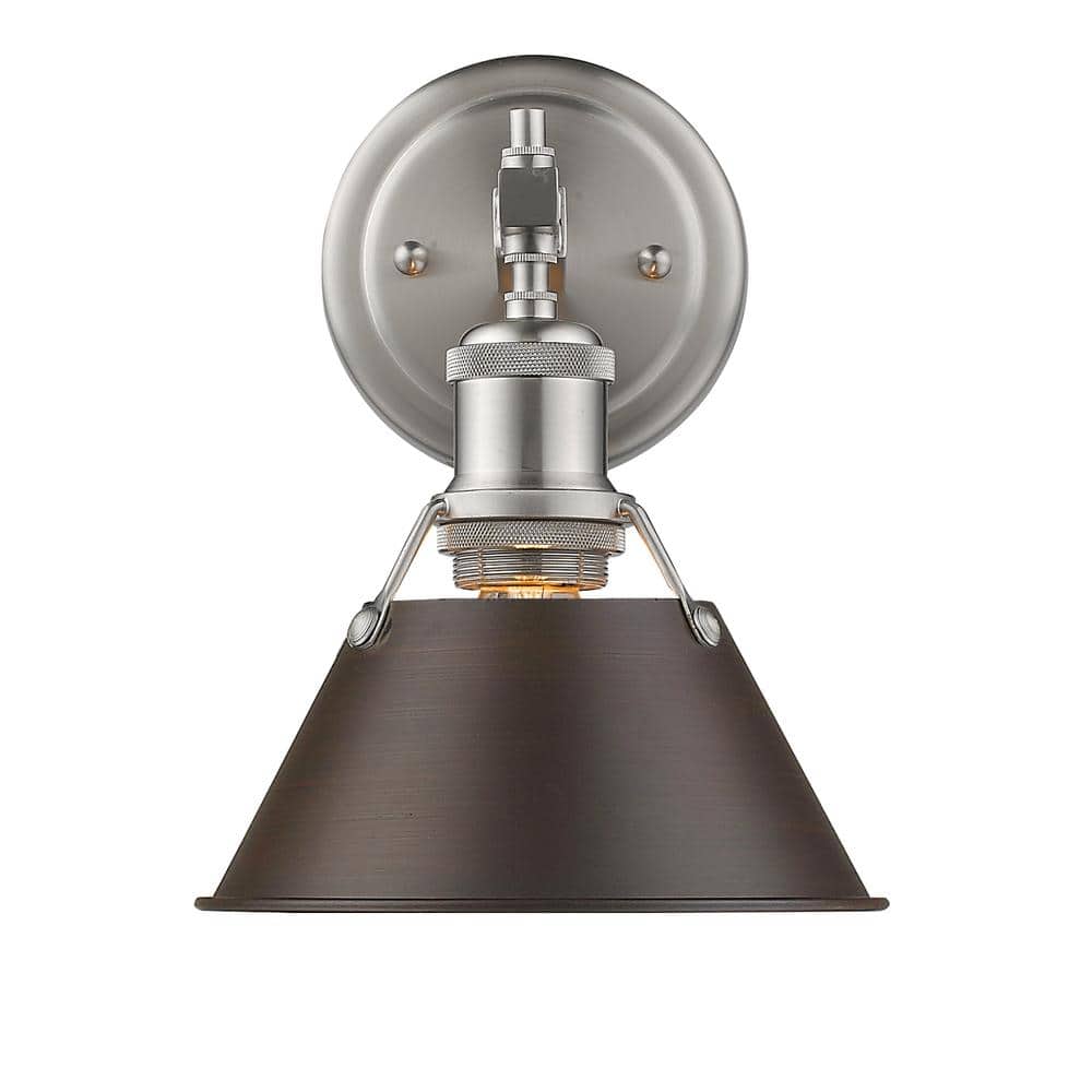 Orwell PW 1-Light Pewter Bath Light with Rubbed Bronze Shade price history on PriceWatchPro