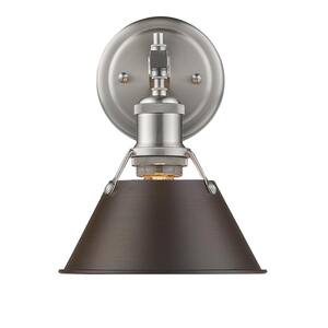 Orwell PW 1-Light Pewter Bath Light with Rubbed Bronze Shade