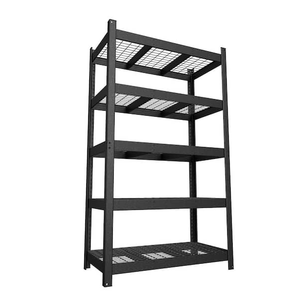 5-Shelf Heavy Duty Metal Garage Storage Shelving Unit in Black (84 in. H x 48 in. W x 24 in.D)