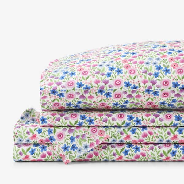 Company Kids Joy Garden Multi-Colored Organic Cotton Percale Queen Sheet Set
