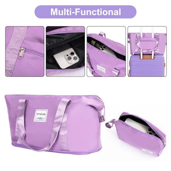 Tatahance 5-Piece Lilac ABS Hardside Spinner Luggage Set with