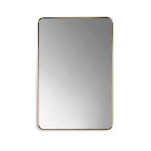Nettuno 24 in. W x 36 in. H Small Rectangular Aluminum Framed Wall Bathroom Vanity Mirror in Brushed Gold