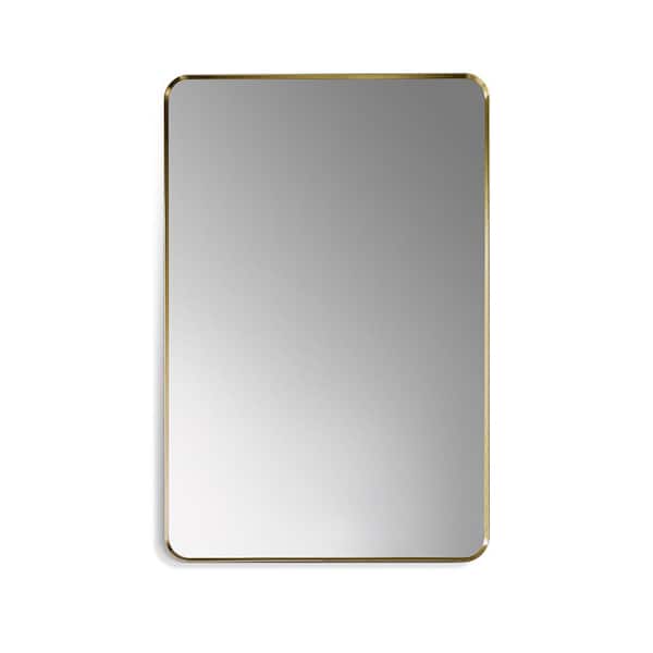 Altair Nettuno 24 in. W x 36 in. H Small Rectangular Aluminum Framed Wall Bathroom Vanity Mirror in Brushed Gold