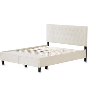 Brookside Anna Upholstered Cream Full Bed with Drawers BSFFPE04D2SB ...