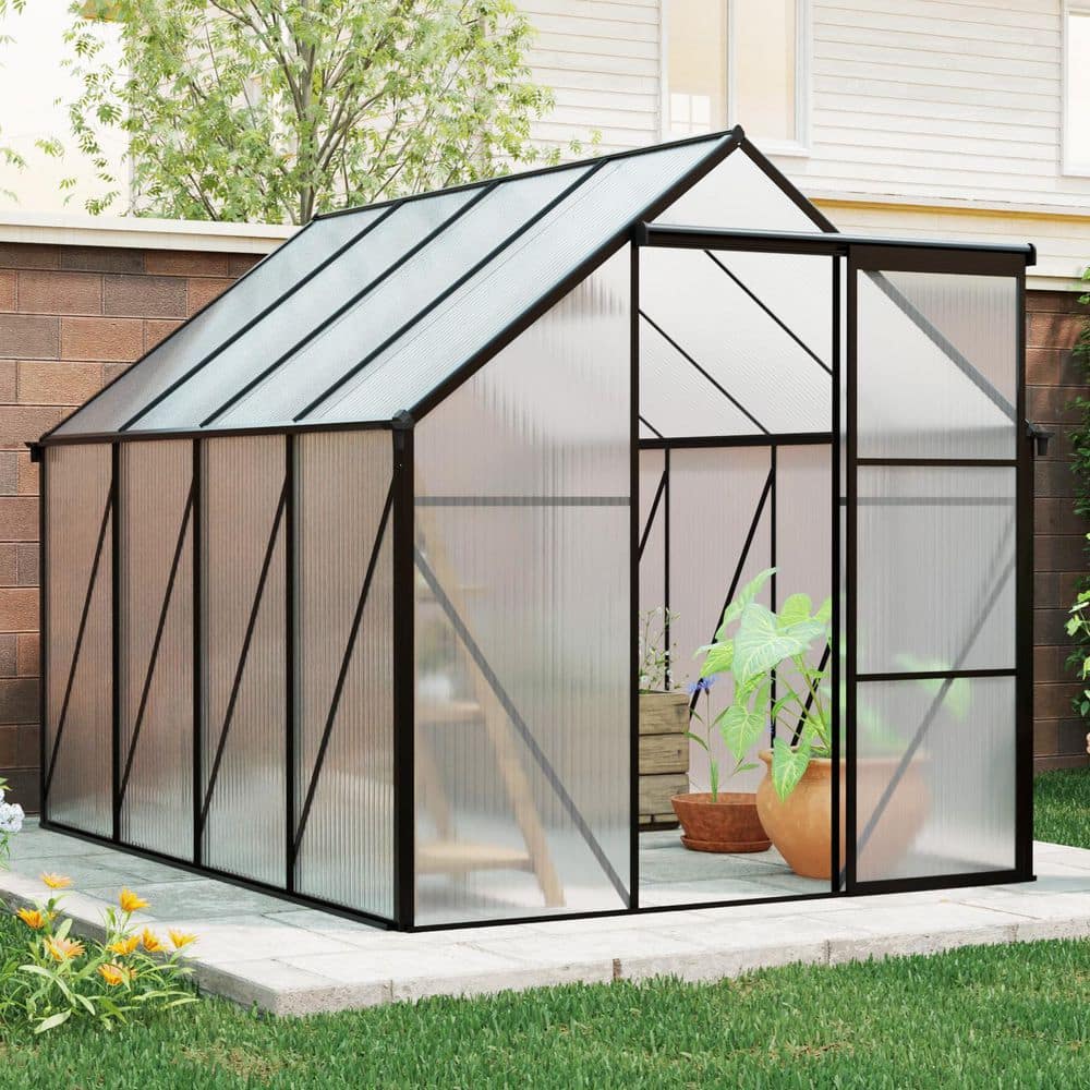 6 ft x 8 ft Outdoor Polycarbonate Heavy Duty Walk-In Greenhouse with Elevat