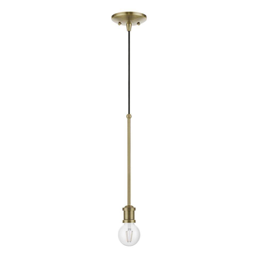 Mini Lansdale 5" Antique Brass Incandescent Indoor/Outdoor Pendant