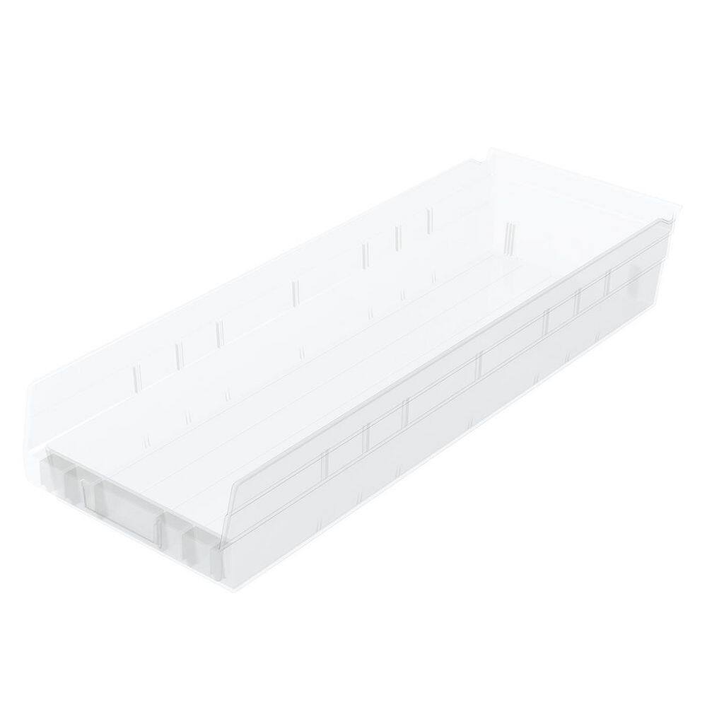 30184 Plastic Storage Shelf Bins, 23 1/2 in. D x 8 1/2 in. W x 4 in. H, Clear, 6-pack