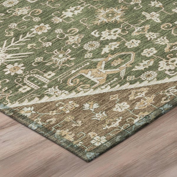 Chantille Machine Washable Indoor/Outdoor Abstract ACN3050 Olive 5 ft. x 7 ft. 6 in. Area Rug