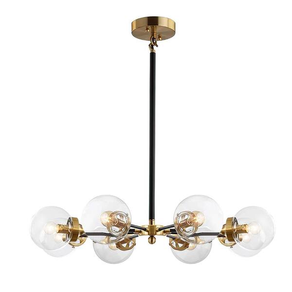 HUOKU 8-Light Antique Gold Bubble, Island, Shaded Cluster, Globe Chandelier for Kitchen Island with no bulbs included