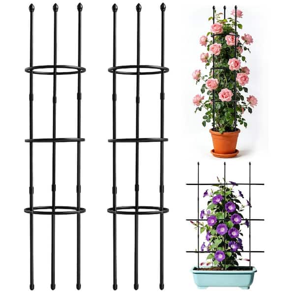 corner plant stands indoor 3-tier Corner Plant Stand Black Powder-Coated Steel, Indoor/Outdoor Decorative Display Shelf main image 1