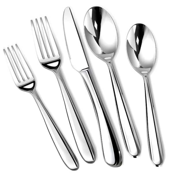 30-Piece Modern Silver Stainless Steel Flatware Set(Service for 6)