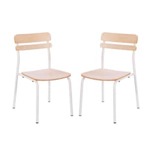 2-Pack Cyprus Commercial Grade Solid Wood Dining Chairs with White Metal Frames and Antique White Finish