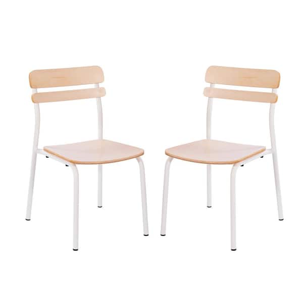 Carnegy Avenue 2-Pack Cyprus Commercial Grade Solid Wood Dining Chairs with White Metal Frames and Antique White Finish
