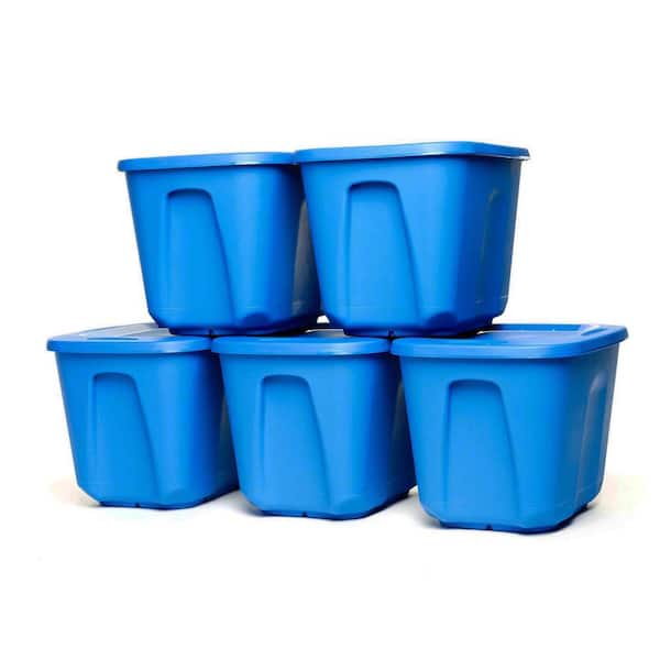 HOMZ EcoStorage 15 Gal. Tough Container, Blue Base with Grey Lid (Set of 4)  4415TBLRPEC.04 - The Home Depot