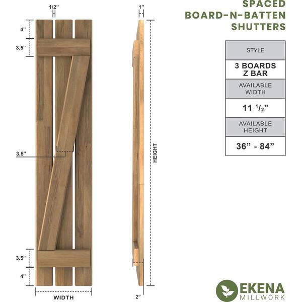 Ekena Millwork 11-1/2 in. W x 78 in. H Americraft 3 Board Exterior